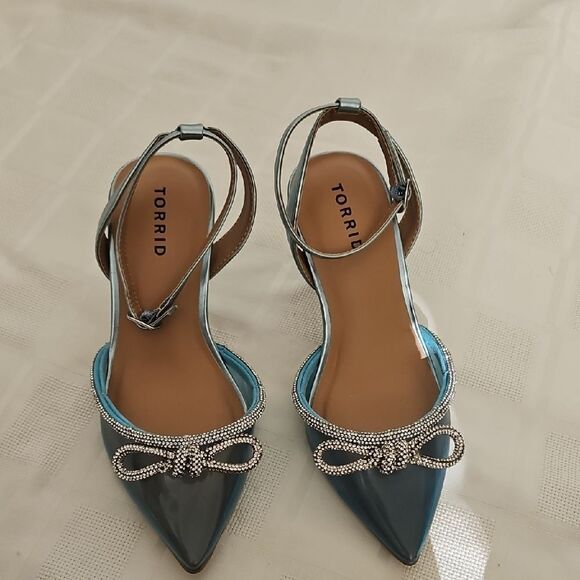 Torrid Blue Strappy Heels with Bow Detail - Picture 9 of 16